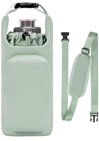 Lucaqina Porte-bouteille en bandoulière - Sac isotherme réglable avec poche | Sangle pour bouteille d'eau - Pour sac à dos, bagages, gym, sports, randonnée, plein air, plage, bureau, école, voiture,