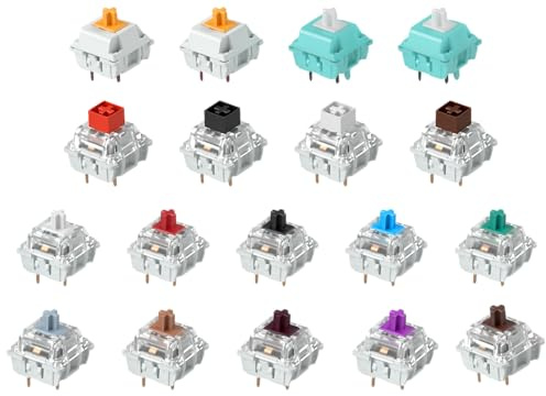 GLORIOUS Gaming Switch Sample Pack de 18 switches de Teclado - 6 Gateron/8 Kailh/4 Switches, 4 Tipos de amortiguadores O-Ring (20 O-Rings en Total), Compatible con Todos los teclados GMMK/MX