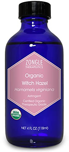 Organic, Witch Hazel – 100% Pure, Witch Hazel, for Face, Acne, Butt, Skin, Scalp, Hair, Body by Zongle Therapeutics, 4 OZ
