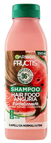 Garnier Fructis Hair Food Anguria Rivitalizzante, Shampoo per Capelli Fini, 96% di Ingredienti di Origine Naturale, Senza Siliconi