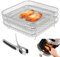Air Fryer Rack Square 8 inch Three Layers Stackable Dehydrator Rack 304 Stainless Steel Air Fryer Basket Tray Air Fryer Accessories for 5.5L, Instant VortexAir Fryer