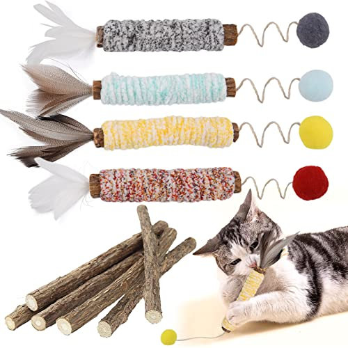 PetGens Katzenminze Sticks für Katzen, Matatabi Stick Katze Kauspielzeug Matatabi-Kausticks katzenspielzeug Kauholz Katze Catnip Sticks Katzenminze Sticks zum Schleifen von Zähnen