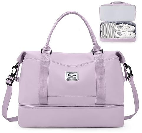 Reisetasche Damen Easyjet Handgepäck Tasche Sporttasche Weekender Bag Schwimmtasche Wasserdicht Travel Bag Duffle Bag Fitnesstasche Trainingstasche Krankenhaustasche mit Schuhfach,A8-Lila