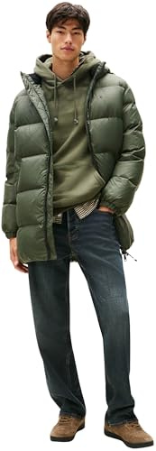 Tommy Jeans Cazadora acolchada Hombre Essential Down Parka con capucha, Verde (Pewter Green), 3XL