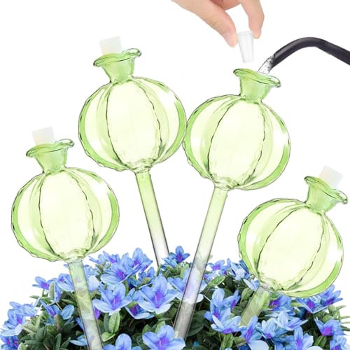 CaiYuanGJ 4 Pezzi Globi per Irrigazione delle Piante, Globo di Irrigazione di Vetro, Sfere di Irrigazione per Piante, Globi Autoirriganti per Piante, per Piante di Irrigazione, Fiori (Verde)