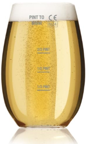 AIOS Juego de 4 vasos de pinta Taproom – Pinta de plástico Tritan irrompible sin tallo (con o sin líneas de relleno) – También ideal para batidos, mezcladores, cócteles y bebidas diarias (grande