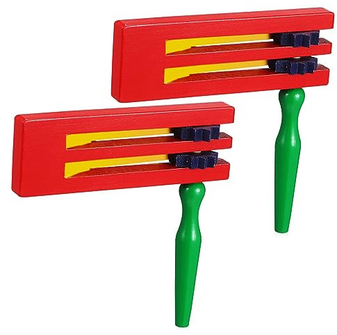 INOOMP Wooden Matraca Noise Maker Toys Traditional Ratchet Instruments for Boys and Girls Double Layer Wood Ratchet Sound Party Favors Sporting Events 2pcs