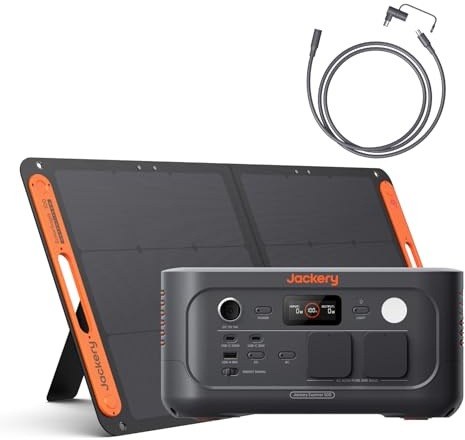 Jackery Explorer 500v2 Générateur Solaire Portable avec Panneau 100W et Câble d’Extension 5M, Batterie LFP 512Wh/500W, UPS ≤10ms, Charge Rapide 1.3h, Station pour Camping et Urgence
