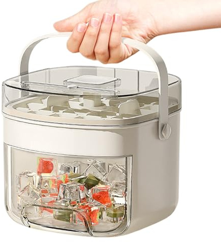 Xijobido Bandejas Para Cubitos De Hielo De Congelador Con Tapa Y Contenedor,Con Caja Y Asa Moldes Cubitos - Moldes Reutilizables De Silicona Para Y Cocina De Uso Doméstico Y Profesional