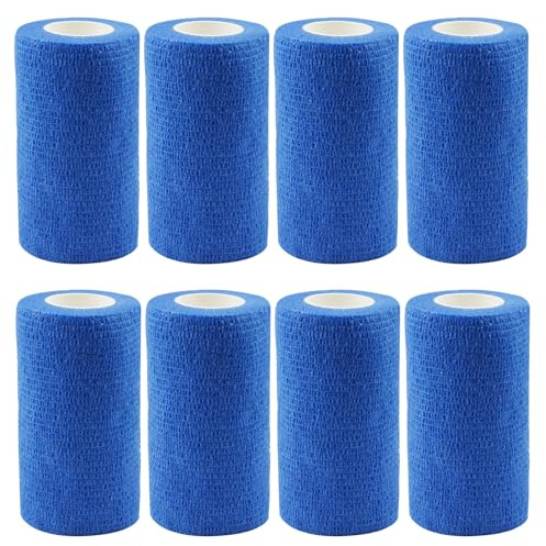 Vendaje Autoadhesivo, 7,5 Cm X 4,5 M, Elástico, Ideal Para Deportes, Muñecas, Tobillos Y Zonas Inflamadas. Vendaje Veterinario Cohesivo Para Patas De Gatos, Perros Y Caballos (8*azul)