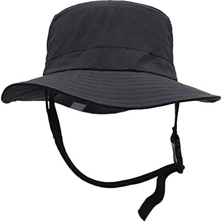 Hperu Cappello da Surf con Sottogola, Cappello da Sole UPF 50+ Tesa Larga, Pesca per Uomo, Protezione Estiva per Canottaggio e Sport Acquatici - Surf