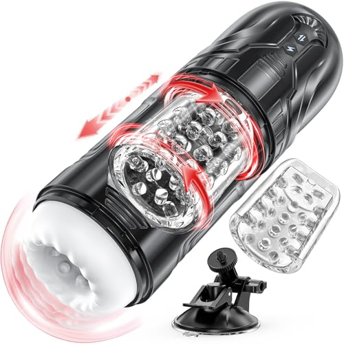 YIMOOCH Male Masturbator, 7x7 Modes & Turbo Boost & Suction Base, Sex Toys | 3D-TPE Inlay & Dual Motors, Telescopic & Rotating , Automatic Stroker Masturbator Cup for Men, Adult Toys Pocket Pussy