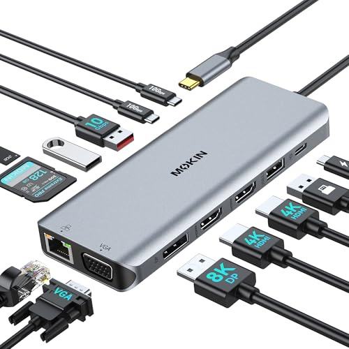 MOKiN USB C Docking Station für 4 Monitore, 13 in 1 Triple Display