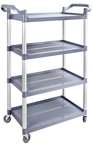 Carrello Multiuso Organizer Per Ripostiglio, Carrello Multiuso Commerciale A 4 Ripiani Per Ristoranti, Servizi Di Ristorazione E Pulizie - Carrello Di Servizio Per Pulizie Resistente In Plastica Con