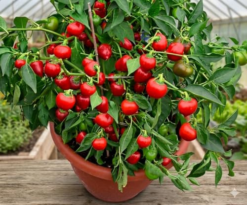 Semi Peperoncino tondo Calabrese Rosso – Piccantezza Leggera – Peperone piccante - 150 Semi Non OGM – Ideale per Orto, Vaso e Giardino – Coltivazione Facile