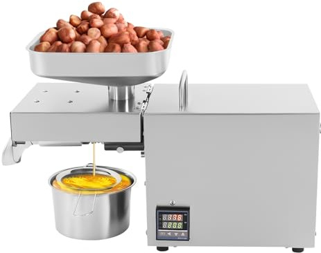 Pressa per olio in acciaio inox, 610 W, 220 V, automatica, a freddo e caldo, con temperatura regolabile e filtro, estrattore di olio commerciale, per semi di arachidi, semi di girasole