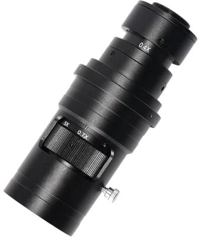 COYEUX 0,7x-5x Zoomobjektiv med C-sockel, monokulärt objektiv för industriellt mikroskop, med 110 mm arbetsavstånd, 1:7,7 Parfokal Zoom, 2 mm djup, för PCB E 400X