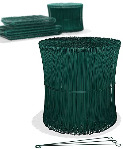 Heimfleiss® Rödeldraht Bindedraht ummantelt in grün 1,4 x 100 bis 300 mm (1000 Stk.) - rostfreier & langlebiger Betonbindedraht - Ösendraht Drilldraht für Drillapparat, Rödelzange & Draht Driller