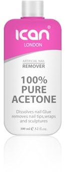Ican London Solvente gel UV soak off per unghie, 100% puro acetone, 100 ml