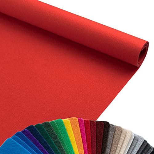 Primaflor Event-Teppich Meterware Dublin - Rot, 1,00m x 4,00m, Viele Farben, Schwer Entflammbarer Hochzeits-Läufer, B1 Messeteppich, Gangläufer