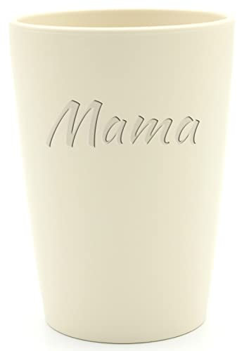 Magu 1 Personalisierter Becher aus Biopolymer (100% Erdölfrei) mit Namen | Trinkbecher + Individuelle Namensgravur Zahnputzbecher Natur Design naturweiß