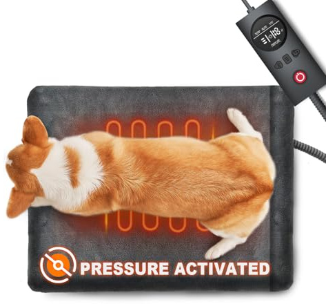 Tapis chauffant pour chien et chat activé par pression - Tapis chauffant électrique automatique pour animal domestique - Tapis chauffant avec cordon résistant à la mastication - Température réglable