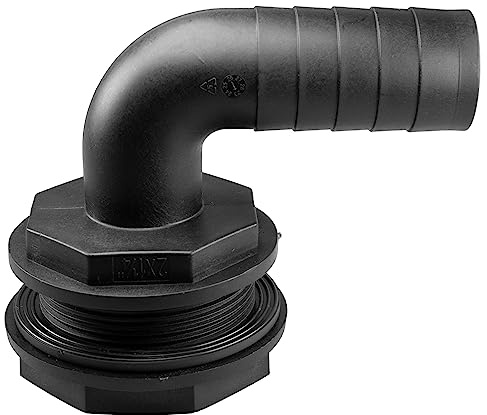 Water butt/rain barrel/water storage tank overflow hosetail elbow with nut & washer (2 bsp - 32mm barb)