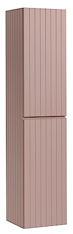 Muebles Slavic Armario Alto de baño Iconic Rose, Armario de baño Colgante, Puertas acanaladas, Color Rosa Mate