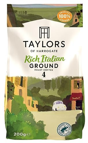 Taylors of Harrogate Rich Italian Ground Roast Coffee, Roast 4, 200 g Bag (Pack of 1)
