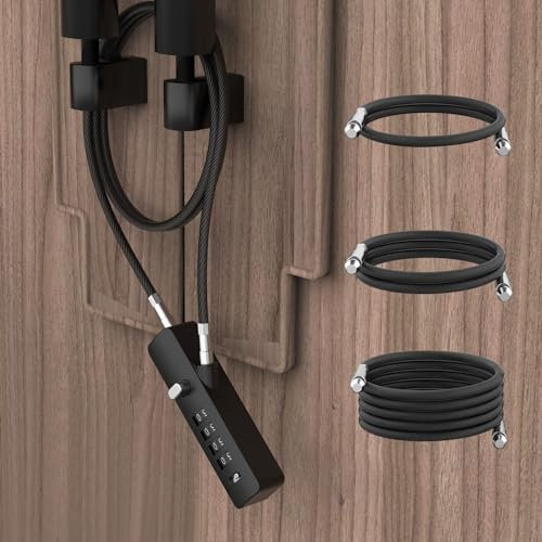 MeBantoo Cable Locks with Combination, Wire Rope 4-Digit Combination Ski Lock with 3 Lengths Steel Cables for Closet Door, Gate, Bike, Luggage, Cabinet, Wardrobe, Fence, Fridge (‎Black - 1pc)
