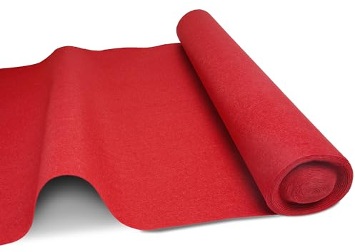 Nisorpa Roter Teppich 1x10M VIP Event Teppich 5.5mm Dick Roter Teppich Läufer 340 g/m² Party Rutschfester Red Carpet