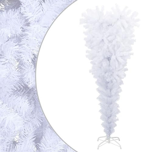 Homgoday Julgran konstgjord julgran med ornament konstgjord julgran upp och ner med vit hållare 120 cm