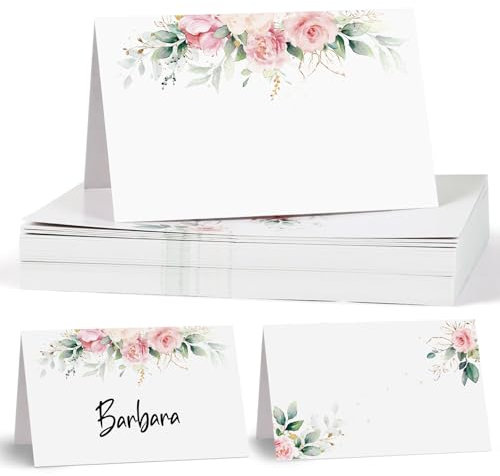 50pz Segnaposto Cartellini Carta Foglia Fiore Decorazione Tavolo per Comunione Matrimonio Compleanno Battesimo Nacita Bigliettini Decorazione Festa Bomboniere