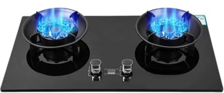 Cuisinière À Gaz 2 Brûleurs, Cuisinière À Gaz 5,2 KW, Cuisinière De Comptoir De Cuisine, Minuterie Indépendante Des Deux Côtés, Avec Protection Contre Les Flammes, For À Domicile(LPG)