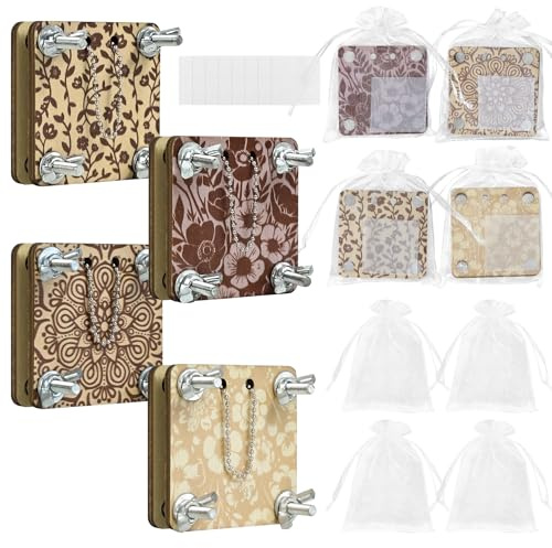 Kit di 4 presse per fiori tascabili in legno per piccoli fiori, fatto a mano, micro compatto per l'essiccazione dei fiori, mini kit per la conservazione delle piante, strumento portatile per la