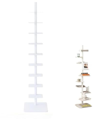 Estantería de metal de 9 niveles, estantería estrecha, torre vertical de rotación libre de tres lados para espacios pequeños, estantería de escalera alta y estrecha