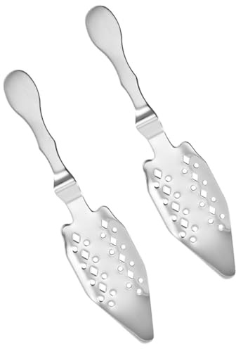 OSOLADY 2 Cucharas de Absenta de Acero Inoxidable Plata, Resistentes Oxidación, Diseñadas para Filtros y Cubos de Hielo, Ideales para Barras y Cócteles