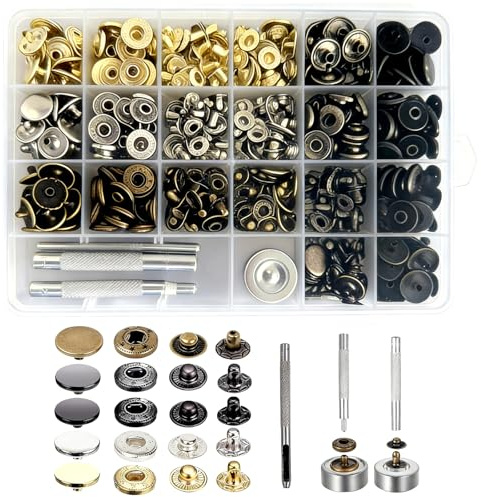 FuYelng 480 Piezas Corchetes de Presión Metálicos con 4 Herramientas, 15 mm