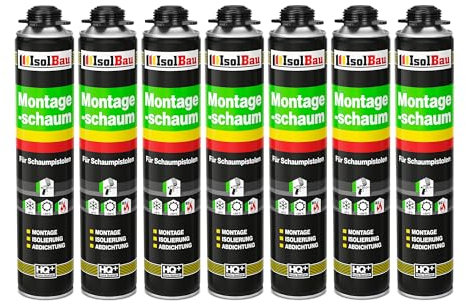 Isolbau - Mousse de construction 7 x 750 ml de mousse polyuréthane monocomposant pour pistolet - Isolation et étanchéité pour l'intérieur et l'extérieur