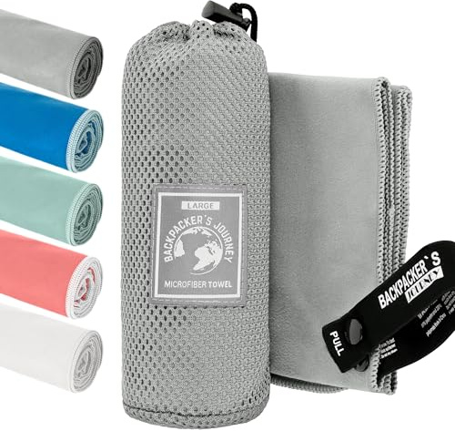Backpacker's Journey asciugamano microfibra in S M L XL. Set di asciugamani microfibra Mare, ad asciugatura rapida, assorbenti e antibatterici