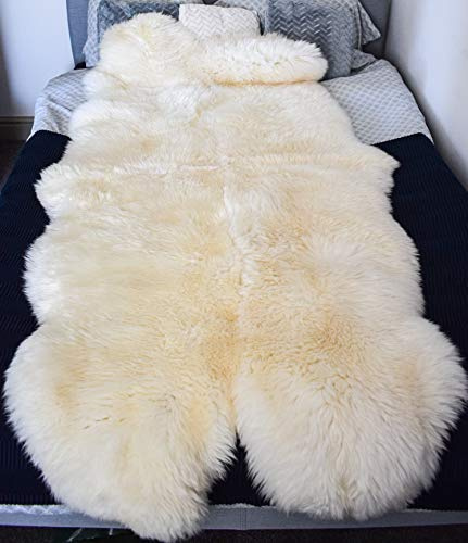 Roberts Rugs Alfombra de piel de oveja natural, suave, esponjosa, gruesa y peluda, de piel de oveja de 4 pelos