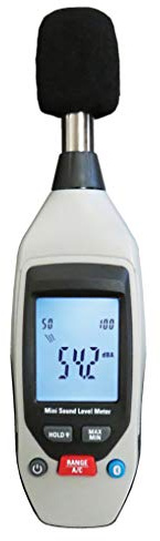 Sper Scientific Bluetooth Decibel Meter 850019-35-130 dB SPL Sound Level Meter, Data Logging App, A/C Weighting, Large Backlit Display, Min/Max Hold, Compact Noise Measuring Device