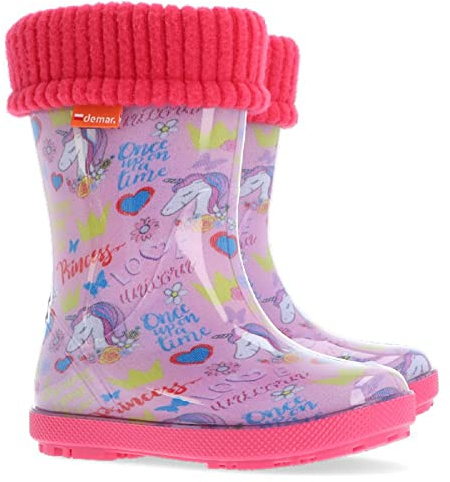 demar. Hawai Lux Bottes en caoutchouc doublées pour enfant Motif licorne poney, rose bonbon, 26/27 EU
