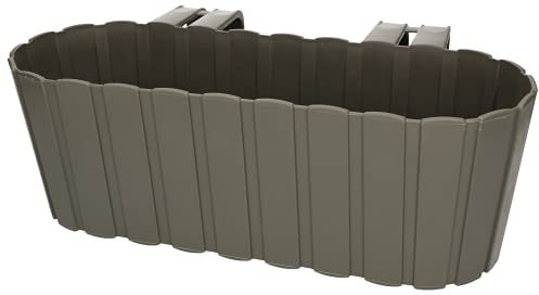 KOTARBAU® Vaso di Fiori 40x15x15cm Grigio con Maniglie da Appendere alla Ringhiera Scatola del Balcone da Giardino Lunga per Fiori