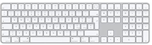 Apple Magic Keyboard avec Touch ID et pavé numérique : Bluetooth, Rechargeable. Compatible avec Les Ordinateurs Mac dotés d’Une Puce Apple ; Arabe, Touches Blanches