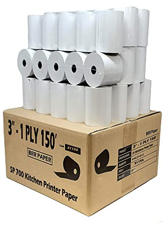 CASH REGISTER PAPER FOR STAR SP700 3 x 150' BOND (50 NON-THERMAL) POS KITCHEN PRINTER PAPER - 50 GSM NEW POS RECEIPT ROLLS FOR TMU200 SRP275