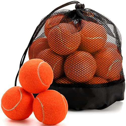 Tebery 20 Pack Orange Advanced Training Tennis Balls Beginner Practice Ball, Pet Dog Playing Balls, Come with Mesh Bag for Easy Transport