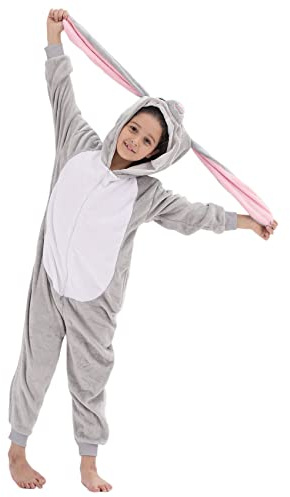 WAFUNNE Flannel Rabbit Bunny Costume Cosplay Halloween Animal Onesie for Kids Adults Boys Girls Child