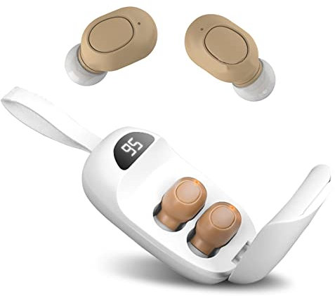 iKcess - Amplificatore acustico digitale, ricaricabile, per anziani e adulti, controllo con un pulsante, cancellazione del rumore, nessuno stridio, custodia di ricarica a contatto magnetico con