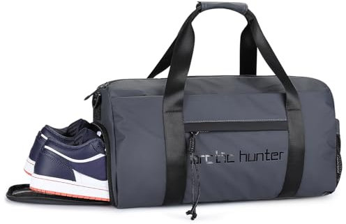 BAIGIO 25L Sporttasche Reisetasche mit Schuhfach & Nassfach, Weekender Turnbeutel Handgepäck Tasche Gym Bag Schwimmtasche Saunatasche Jungen Trainingstasche für Fitness Sport Reise Fitnessstudio, Grau